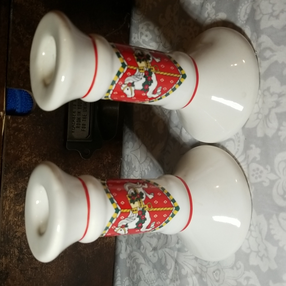 Vintage Treasure Craft Holiday Candlesticks Pair